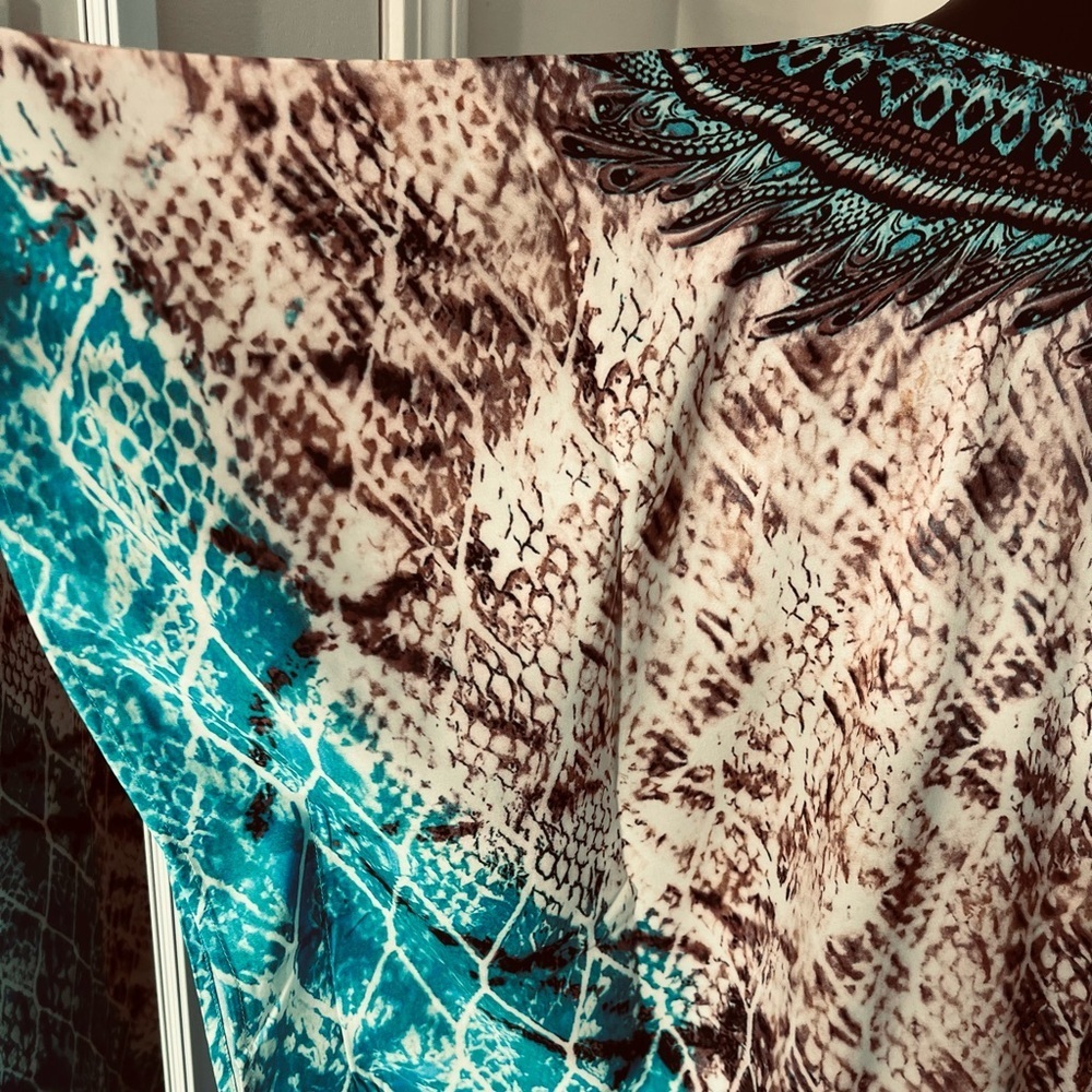 Boho Snake Print Kaftan Cover Up Maxi Dress - Picture 5 of 10